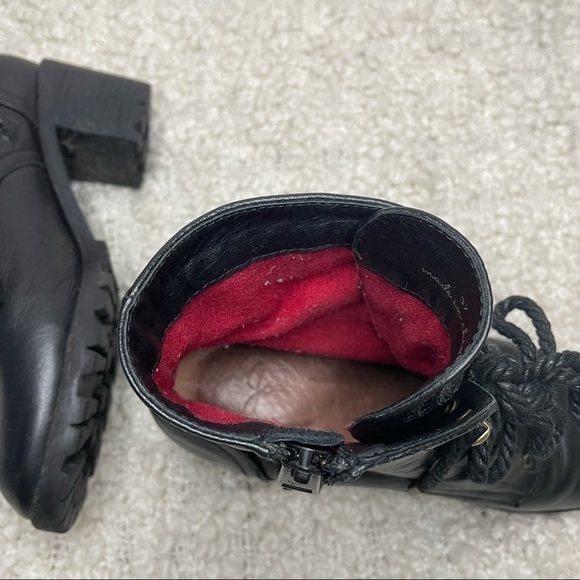 𝅺JOIE Black Leather Lacy Up Chunky Heeled Combat Boots 37 - Picture 10 of 10